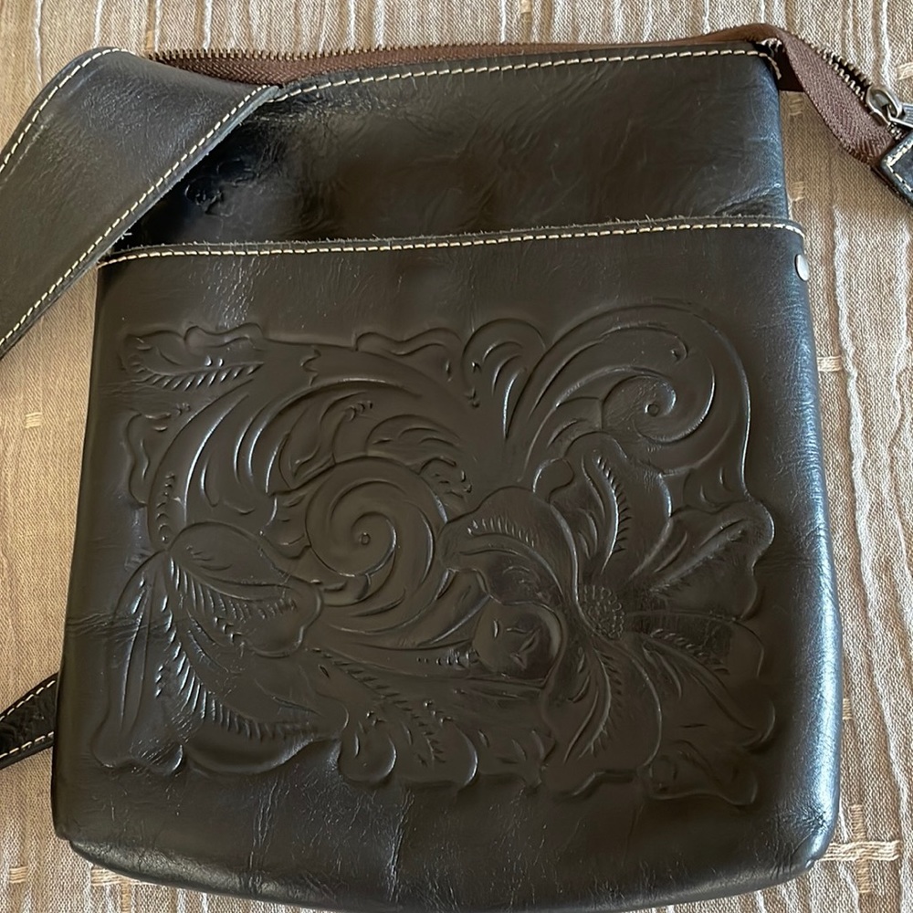 Patricia Nash black leather crossbody purse